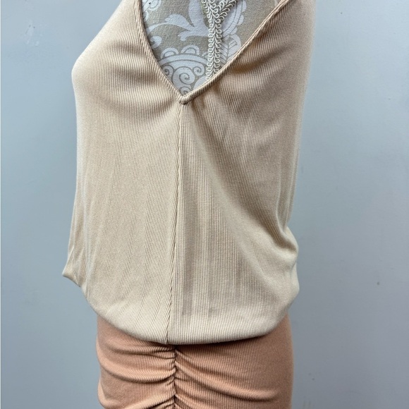 Torn By Ronny Kobo Size Small Blouson Dress Ruched Bodycon Skirt Ribbed - Picture 3 of 6